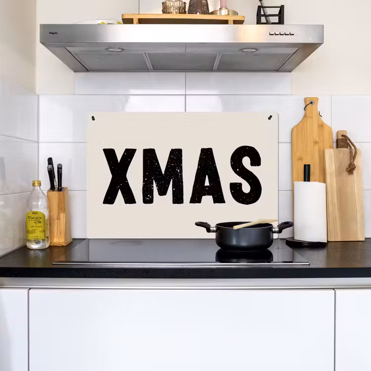 2-in-1 Herdabdeckplatte & Spritzschutz - Weihnachten - Beige - Zitate - Xmas - Feiertage - Kerst - Beige - Quotes - Xmas - Feestdagen Inductie beschemer met haakjes klein
