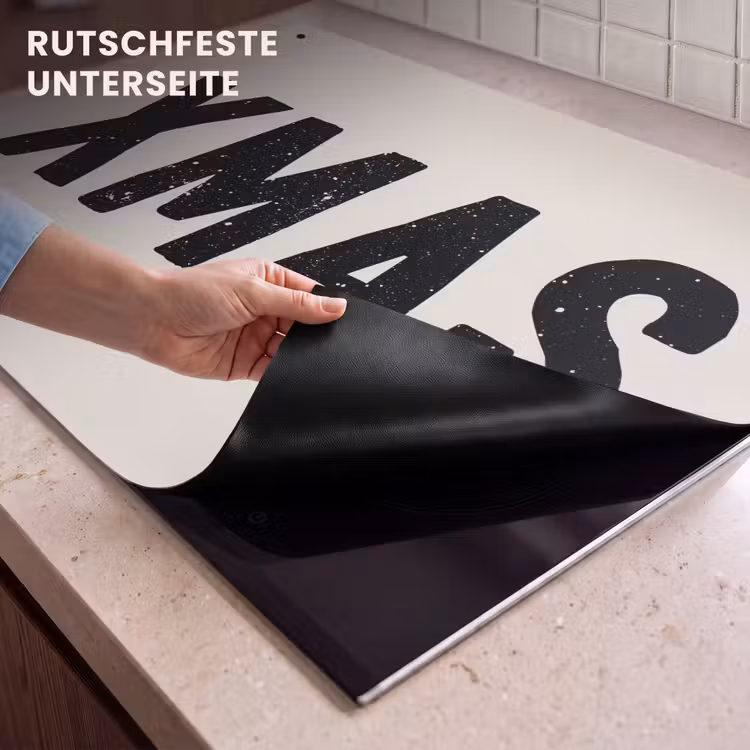 2-in-1 Herdabdeckplatte & Spritzschutz - Weihnachten - Beige - Zitate - Xmas - Feiertage - Kerst - Beige - Quotes - Xmas - Feestdagen Inductie beschemer met haakjes klein