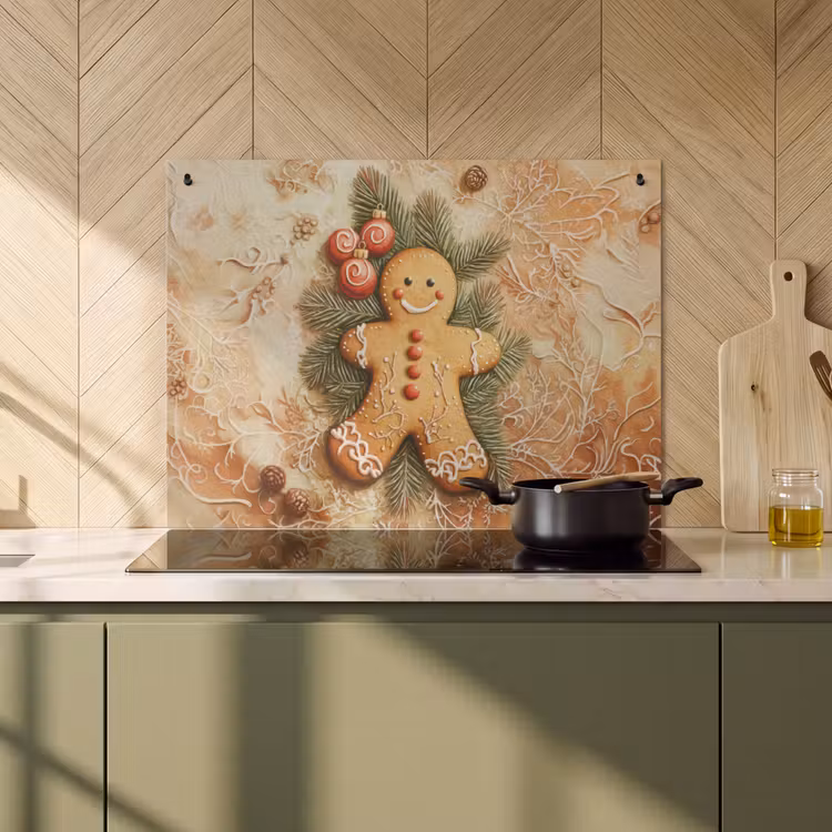 2-in-1 Herdabdeckplatte & Spritzschutz - Weihnachten - Plätzchen - Puppe - Spekulatius - Kerstmis - Koekje - Poppetje - Speculaas Inductie beschemer met haakjes klein
