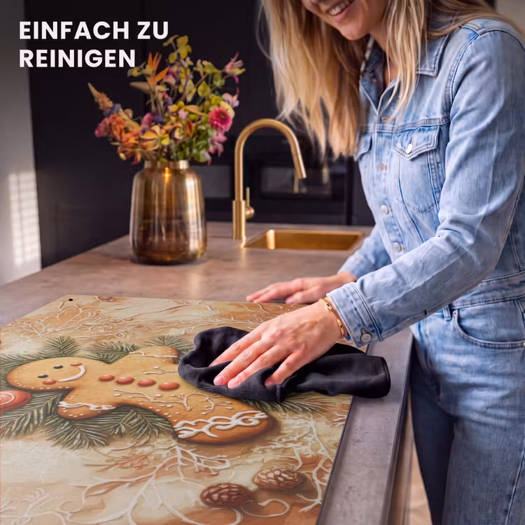 2-in-1 Herdabdeckplatte & Spritzschutz - Weihnachten - Plätzchen - Puppe - Spekulatius - Kerstmis - Koekje - Poppetje - Speculaas Inductie beschemer met haakjes klein