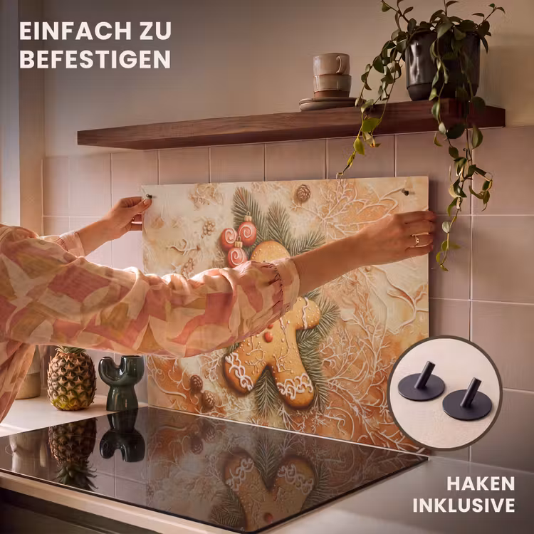 2-in-1 Herdabdeckplatte & Spritzschutz - Weihnachten - Plätzchen - Puppe - Spekulatius - Kerstmis - Koekje - Poppetje - Speculaas Inductie beschemer met haakjes klein