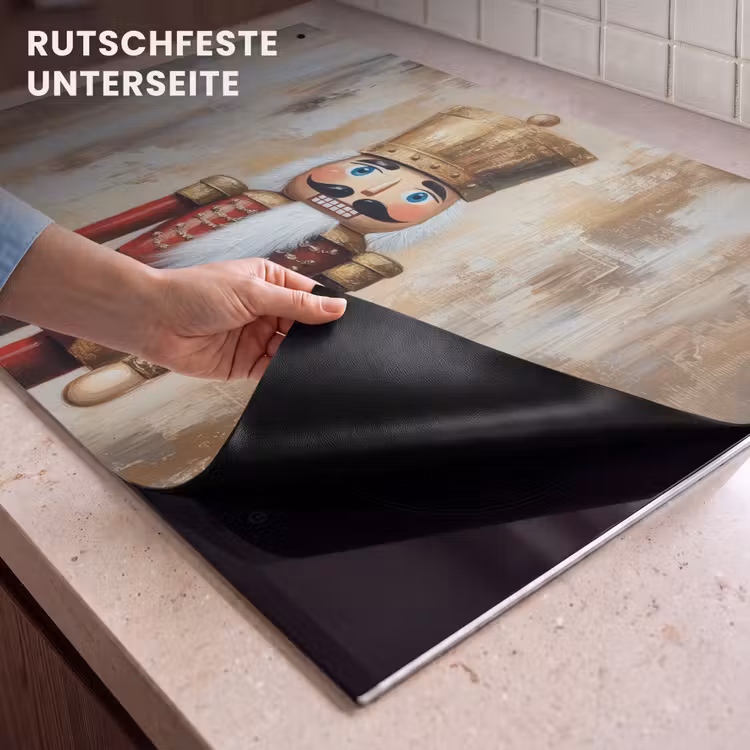 2-in-1 Herdabdeckplatte & Spritzschutz - Weihnachten - Puppe - Abstrakt - Kerst - Poppetje - Abstract Inductie beschemer met haakjes klein