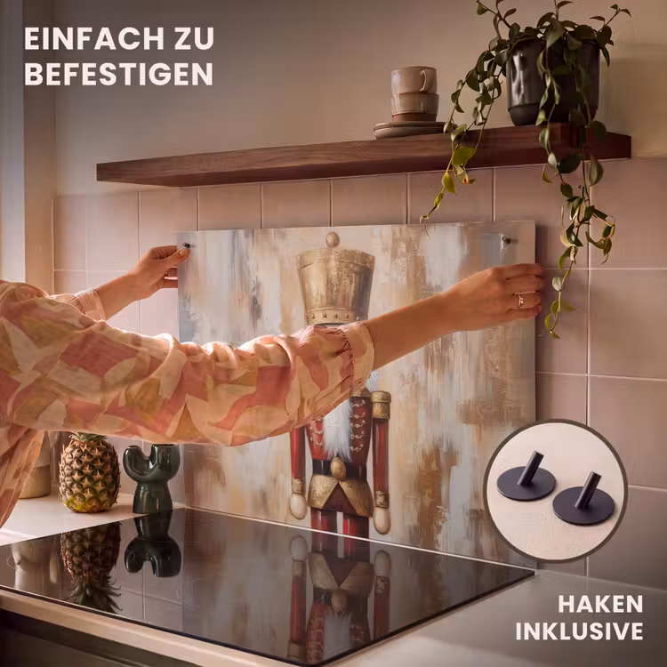 2-in-1 Herdabdeckplatte & Spritzschutz - Weihnachten - Puppe - Abstrakt - Kerst - Poppetje - Abstract Inductie beschemer met haakjes klein
