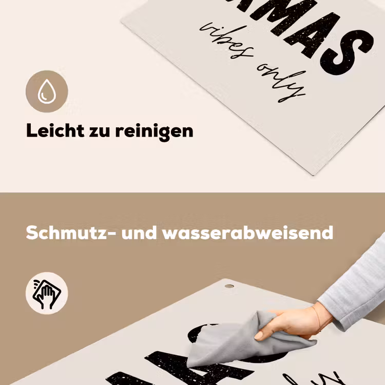 2-in-1 Herdabdeckplatte & Spritzschutz - Weihnachten - Sprichwort - xmas vibes only - Beige - Kerst - Spreuk - xmas vibes only - Beige Inductie beschemer met haakjes klein