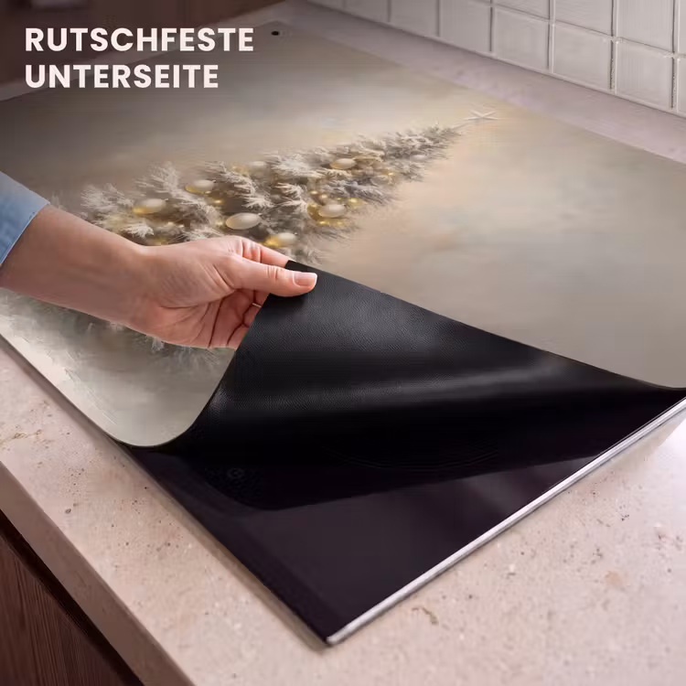 2-in-1 Herdabdeckplatte & Spritzschutz - Weihnachten - Weihnachtsbaum - Schnee - Kunst - Kerst - kerstboom - Sneeuw - Art Inductie beschemer met haakjes klein