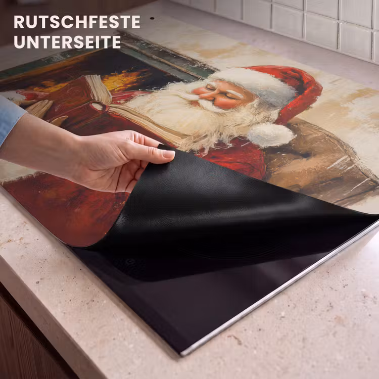 2-in-1 Herdabdeckplatte & Spritzschutz - Weihnachten - Weihnachtsmann - Winter - Open Fireside - Kerst - Kerstman - Winter - Open Haard Inductie beschemer met haakjes klein