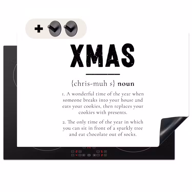 2-in-1 Herdabdeckplatte & Spritzschutz - Weihnachten - Weiß - Xmas - Zitate - Feiertage - Kerst - Wit - Xmas - Quotes - Feestdagen Inductie beschemer met haakjes klein