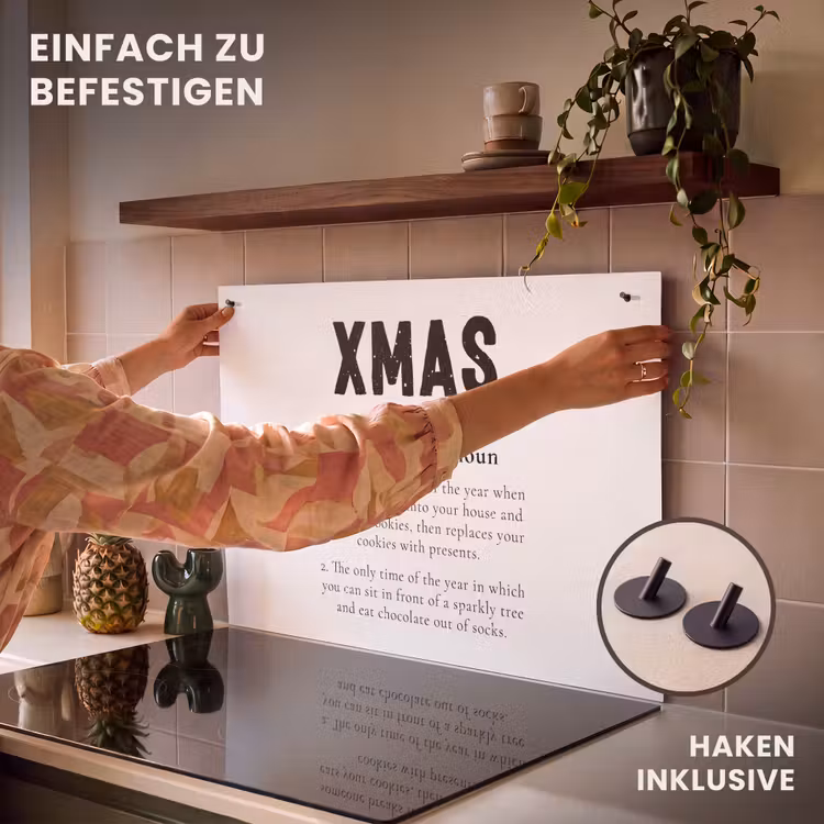 2-in-1 Herdabdeckplatte & Spritzschutz - Weihnachten - Weiß - Xmas - Zitate - Feiertage - Kerst - Wit - Xmas - Quotes - Feestdagen Inductie beschemer met haakjes klein