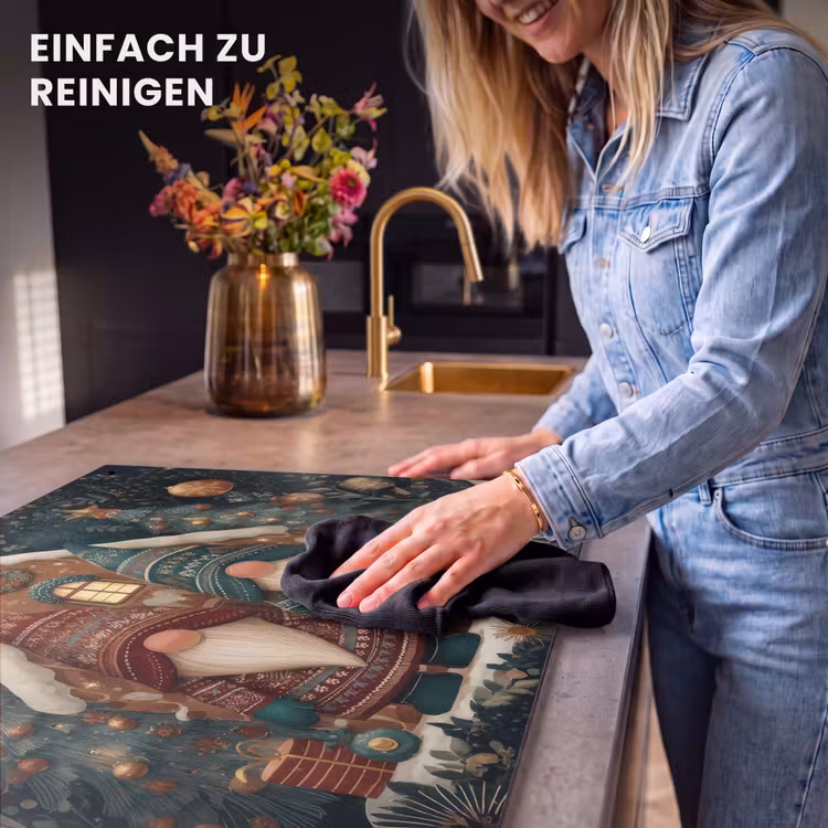 2-in-1 Herdabdeckplatte & Spritzschutz - Weihnachten - Wichtel - Lebkuchenhaus - Rot - Grün - Kerst - Gnomen - Peperkoekhuisje - Rood - Groen Inductie beschemer met haakjes klein