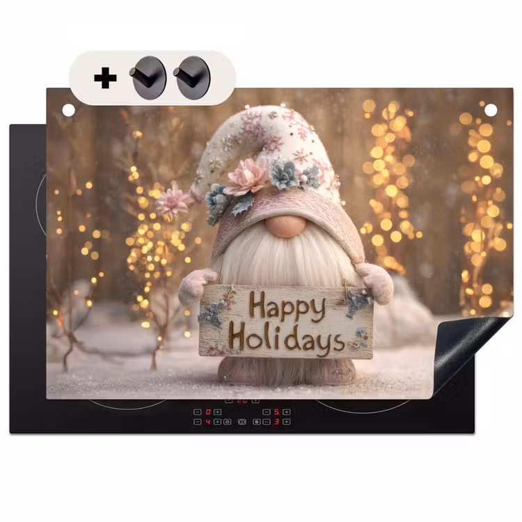 2-in-1 Herdabdeckplatte & Spritzschutz - Weihnachten - Wichtel - Teller - Bunt - Kerst - Gnome - Bord - Kleurrijk Inductie beschemer met haakjes klein