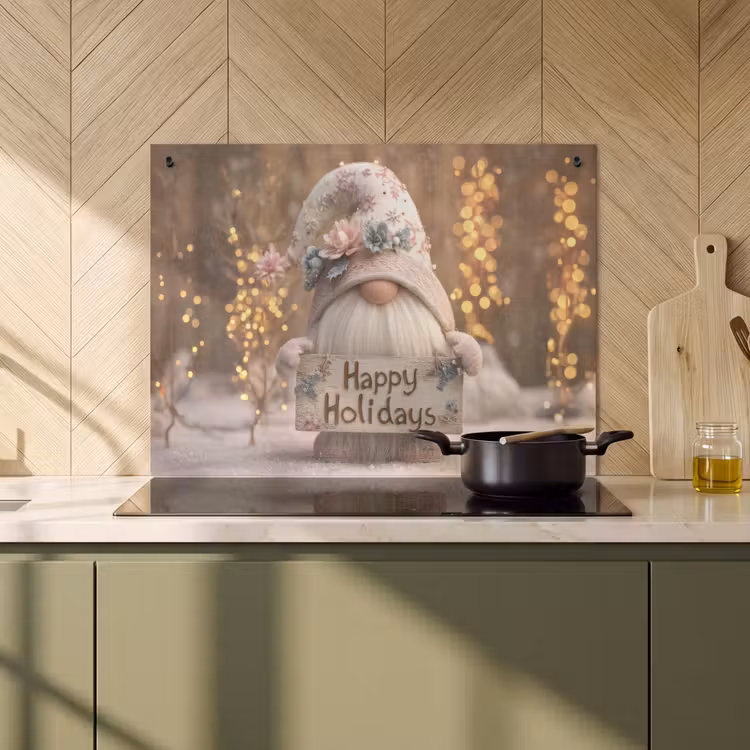 2-in-1 Herdabdeckplatte & Spritzschutz - Weihnachten - Wichtel - Teller - Bunt - Kerst - Gnome - Bord - Kleurrijk Inductie beschemer met haakjes klein