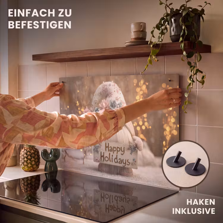 2-in-1 Herdabdeckplatte & Spritzschutz - Weihnachten - Wichtel - Teller - Bunt - Kerst - Gnome - Bord - Kleurrijk Inductie beschemer met haakjes klein