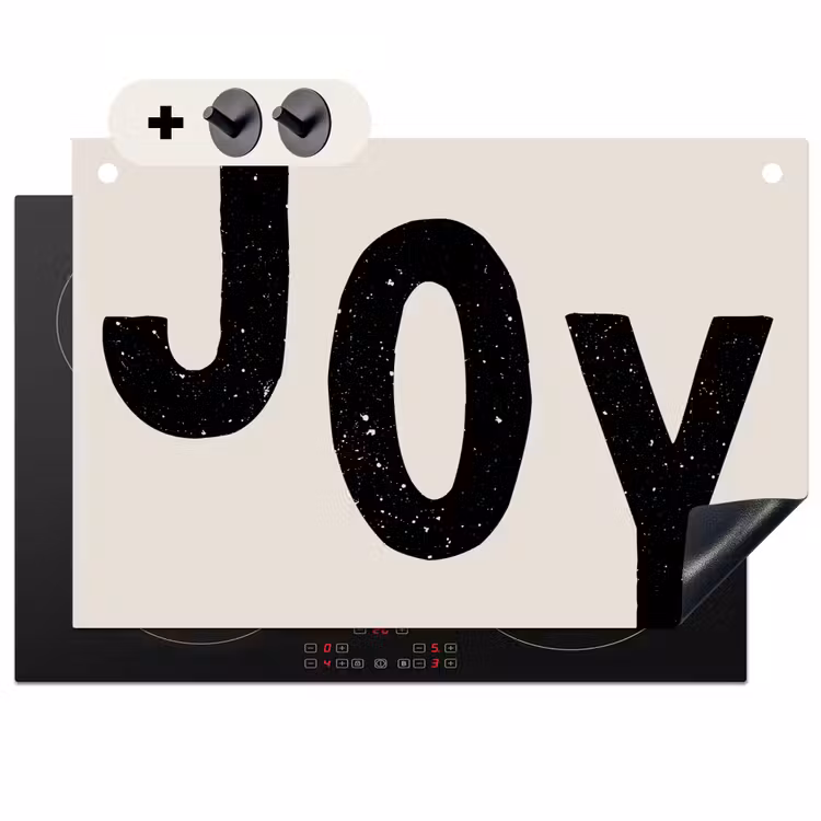 2-in-1 Herdabdeckplatte & Spritzschutz - Weihnachten - Zitat - Freude - Schwarz - Feiertage - Kerst - Quote - Joy - Zwart - Feestdagen Inductie beschemer met haakjes klein
