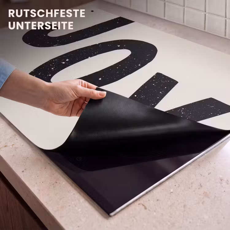 2-in-1 Herdabdeckplatte & Spritzschutz - Weihnachten - Zitat - Freude - Schwarz - Feiertage - Kerst - Quote - Joy - Zwart - Feestdagen Inductie beschemer met haakjes klein