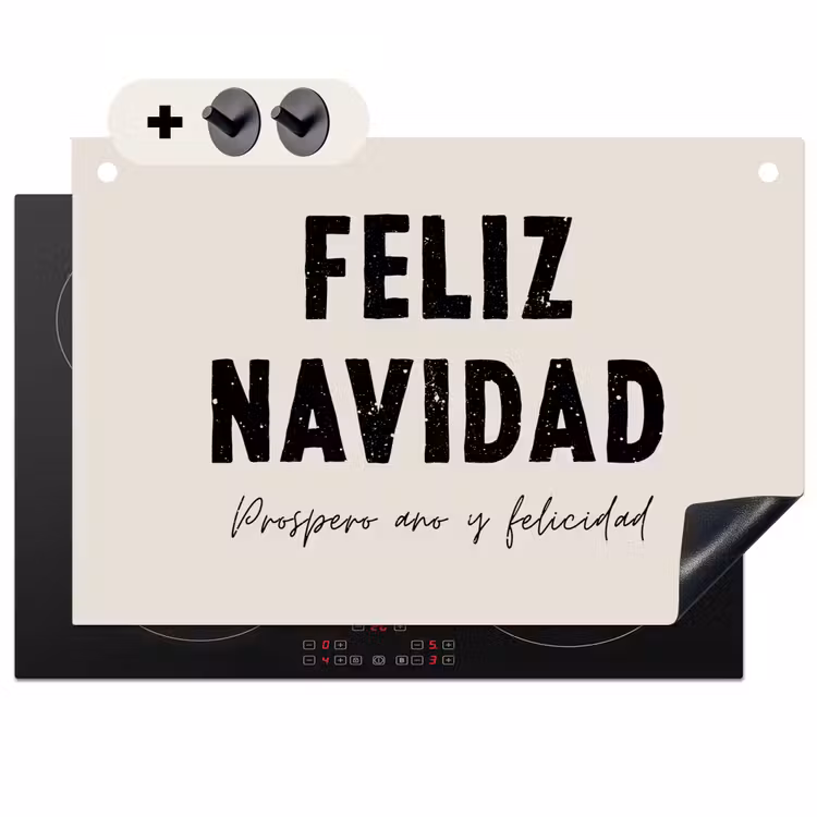 2-in-1 Herdabdeckplatte & Spritzschutz - Weihnachten - Zitate - Feliz navidad - Weihnachten - Feiertage - Kerst - Quotes - Feliz navidad - Kerstmis - Feestdagen Inductie beschemer met haakjes klein