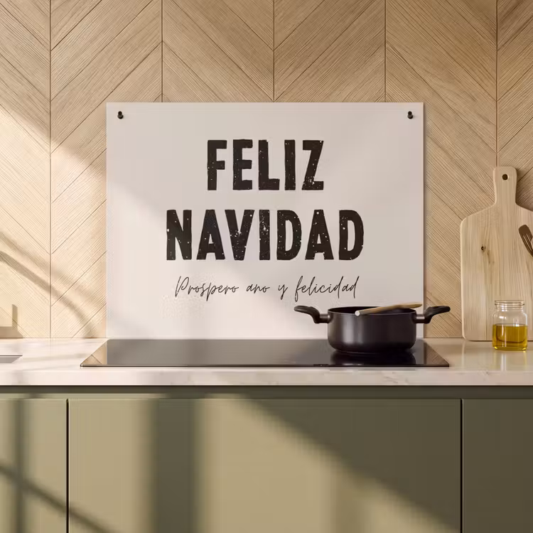 2-in-1 Herdabdeckplatte & Spritzschutz - Weihnachten - Zitate - Feliz navidad - Weihnachten - Feiertage - Kerst - Quotes - Feliz navidad - Kerstmis - Feestdagen Inductie beschemer met haakjes klein