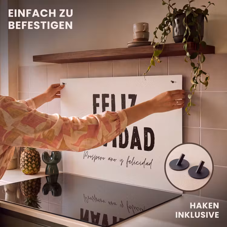 2-in-1 Herdabdeckplatte & Spritzschutz - Weihnachten - Zitate - Feliz navidad - Weihnachten - Feiertage - Kerst - Quotes - Feliz navidad - Kerstmis - Feestdagen Inductie beschemer met haakjes klein