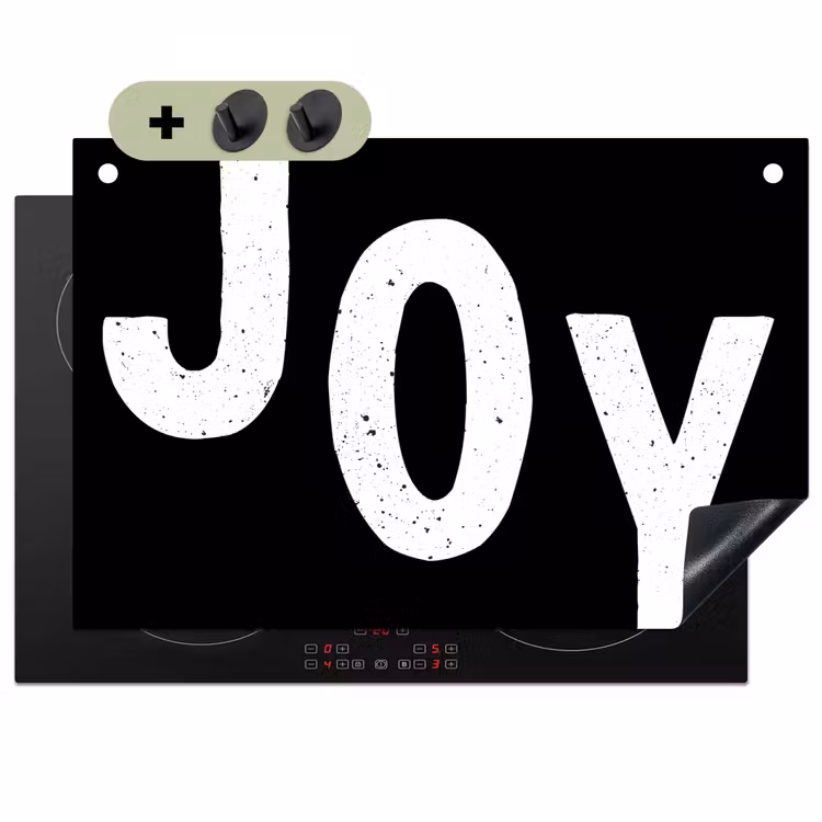 2-in-1 Herdabdeckplatte & Spritzschutz - Weihnachten - Zitate - Freude - Schwarz - Party - Kerstmis - Quotes - Joy - Zwart - Feest Inductie beschemer met haakjes klein