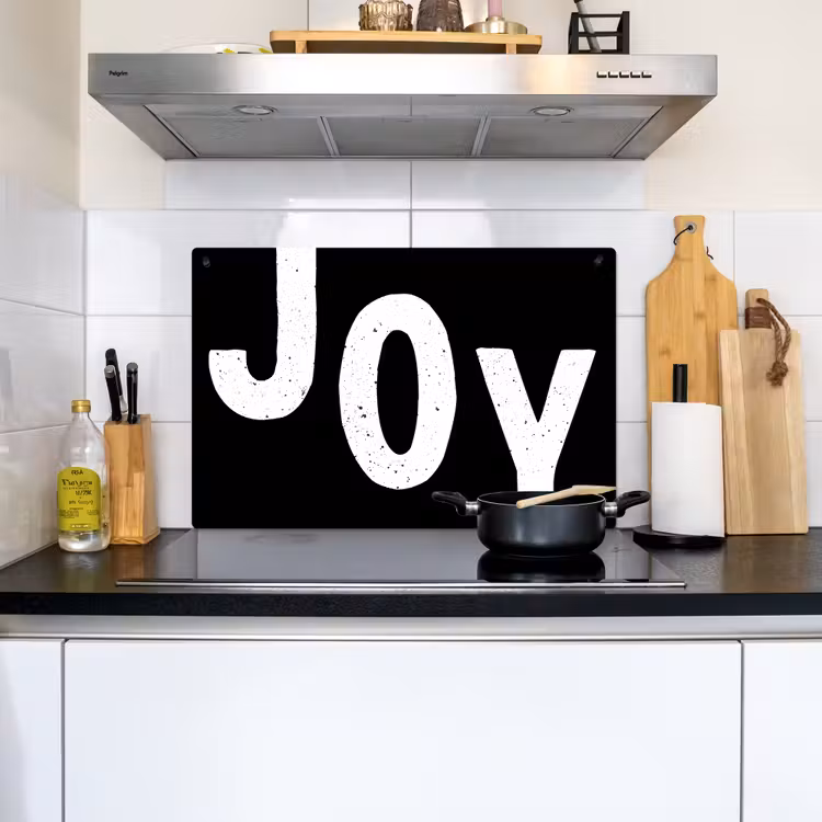 2-in-1 Herdabdeckplatte & Spritzschutz - Weihnachten - Zitate - Freude - Schwarz - Party - Kerstmis - Quotes - Joy - Zwart - Feest Inductie beschemer met haakjes klein