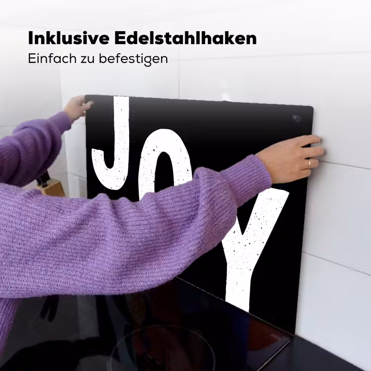 2-in-1 Herdabdeckplatte & Spritzschutz - Weihnachten - Zitate - Freude - Schwarz - Party - Kerstmis - Quotes - Joy - Zwart - Feest Inductie beschemer met haakjes klein