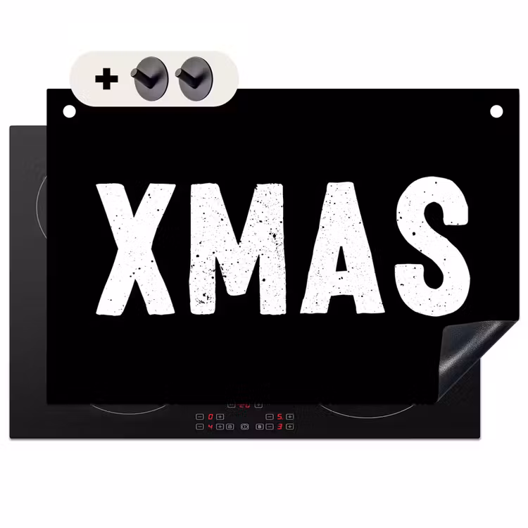 2-in-1 Herdabdeckplatte & Spritzschutz - Weihnachten - Zitate - Xmas - Schwarz - Feiertage - Kerst - Quotes - Xmas - Zwart - Feestdagen Inductie beschemer met haakjes klein