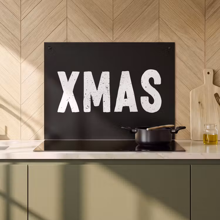 2-in-1 Herdabdeckplatte & Spritzschutz - Weihnachten - Zitate - Xmas - Schwarz - Feiertage - Kerst - Quotes - Xmas - Zwart - Feestdagen Inductie beschemer met haakjes klein