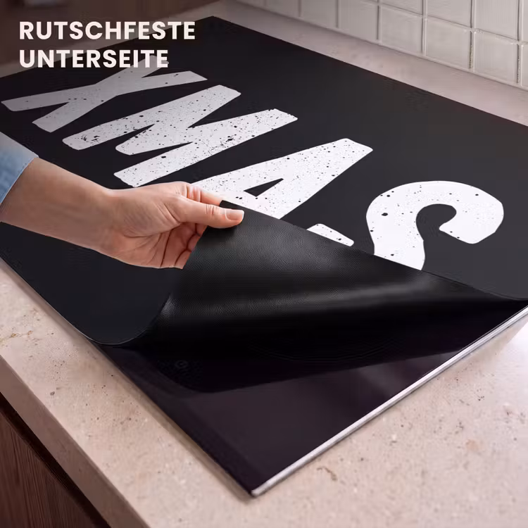 2-in-1 Herdabdeckplatte & Spritzschutz - Weihnachten - Zitate - Xmas - Schwarz - Feiertage - Kerst - Quotes - Xmas - Zwart - Feestdagen Inductie beschemer met haakjes klein