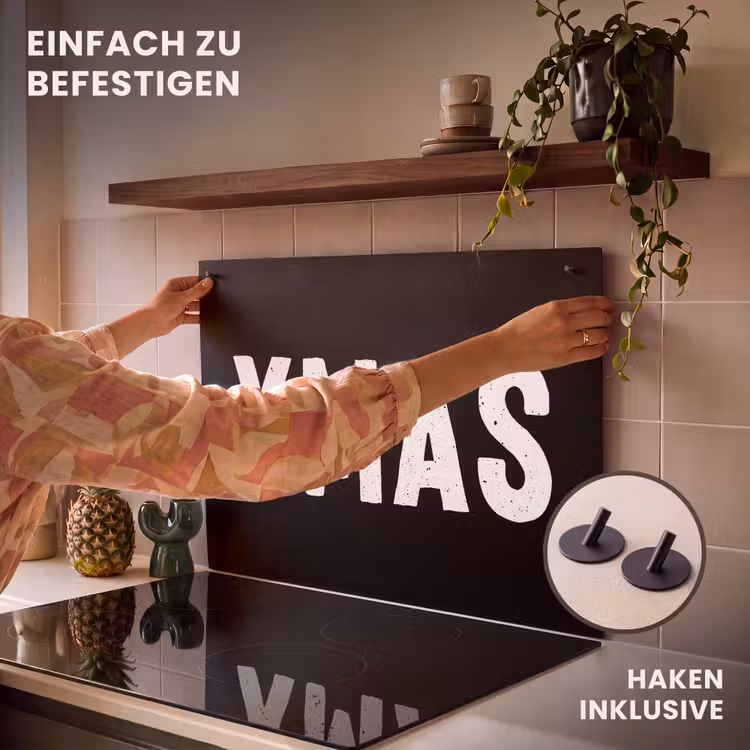2-in-1 Herdabdeckplatte & Spritzschutz - Weihnachten - Zitate - Xmas - Schwarz - Feiertage - Kerst - Quotes - Xmas - Zwart - Feestdagen Inductie beschemer met haakjes klein