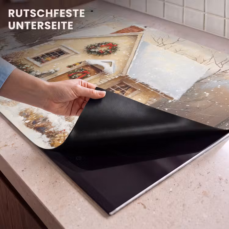 2-in-1 Herdabdeckplatte & Spritzschutz - Weihnachten - Zuhause - Winter - Schnee — 4