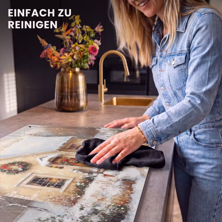2-in-1 Herdabdeckplatte & Spritzschutz - Weihnachten - Zuhause - Winter - Schnee — 5
