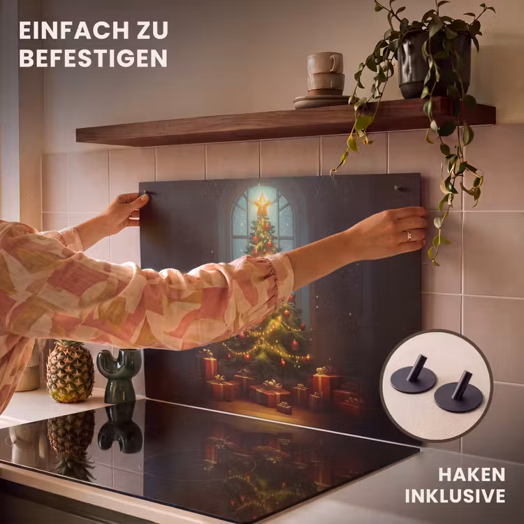 2-in-1 Herdabdeckplatte & Spritzschutz - Weihnachtsbaum - Geschenk - Winter - Kerstboom - Cadeau - Kerst - Winter Inductie beschemer met haakjes klein