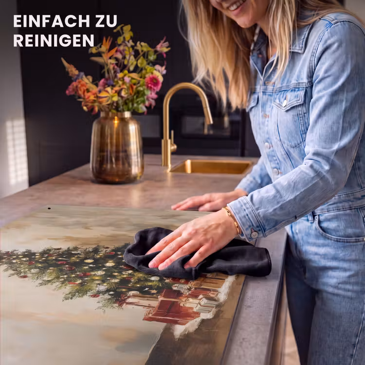 2-in-1 Herdabdeckplatte & Spritzschutz - Weihnachtsbaum - Geschmückt - Farbenfroh — 5