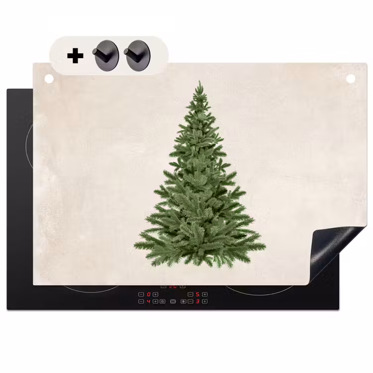 2-in-1 Herdabdeckplatte & Spritzschutz - Weihnachtsbaum - Grün - Weihnachten - Feiertage - Kerstboom - Groen - Kerstmis - Feestdagen Inductie beschemer met haakjes klein