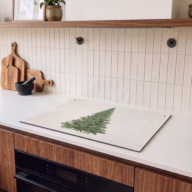 2-in-1 Herdabdeckplatte & Spritzschutz - Weihnachtsbaum - Grün - Weihnachten - Feiertage - Kerstboom - Groen - Kerstmis - Feestdagen Inductie beschemer met haakjes klein