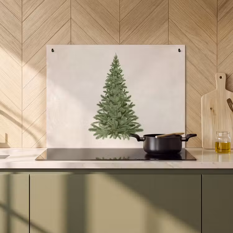 2-in-1 Herdabdeckplatte & Spritzschutz - Weihnachtsbaum - Grün - Weihnachten - Feiertage - Kerstboom - Groen - Kerstmis - Feestdagen Inductie beschemer met haakjes klein