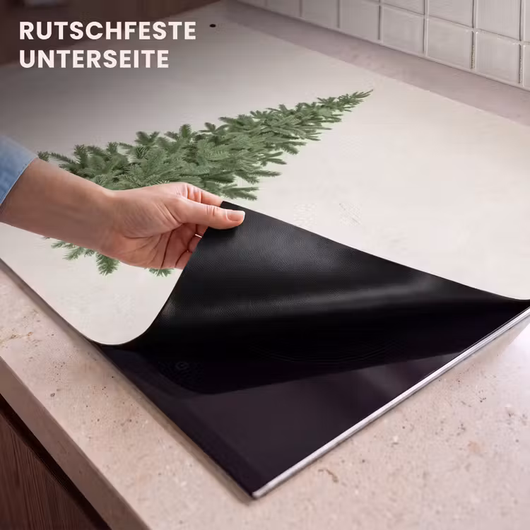 2-in-1 Herdabdeckplatte & Spritzschutz - Weihnachtsbaum - Grün - Weihnachten - Feiertage - Kerstboom - Groen - Kerstmis - Feestdagen Inductie beschemer met haakjes klein