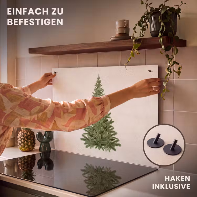 2-in-1 Herdabdeckplatte & Spritzschutz - Weihnachtsbaum - Grün - Weihnachten - Feiertage - Kerstboom - Groen - Kerstmis - Feestdagen Inductie beschemer met haakjes klein