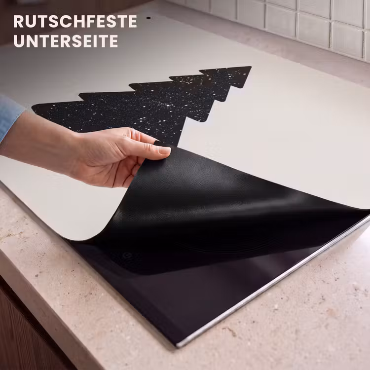 2-in-1 Herdabdeckplatte & Spritzschutz - Weihnachtsbaum - Schwarz - Urlaub - Beige - Kerstboom - Zwart - Feestdagen - Beige Inductie beschemer met haakjes klein