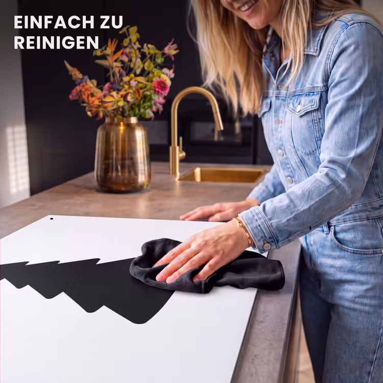 2-in-1 Herdabdeckplatte & Spritzschutz - Weihnachtsbaum - Schwarz - Weihnachten - Party - Kerstboom - Zwart - Kerstmis - Feest Inductie beschemer met haakjes klein