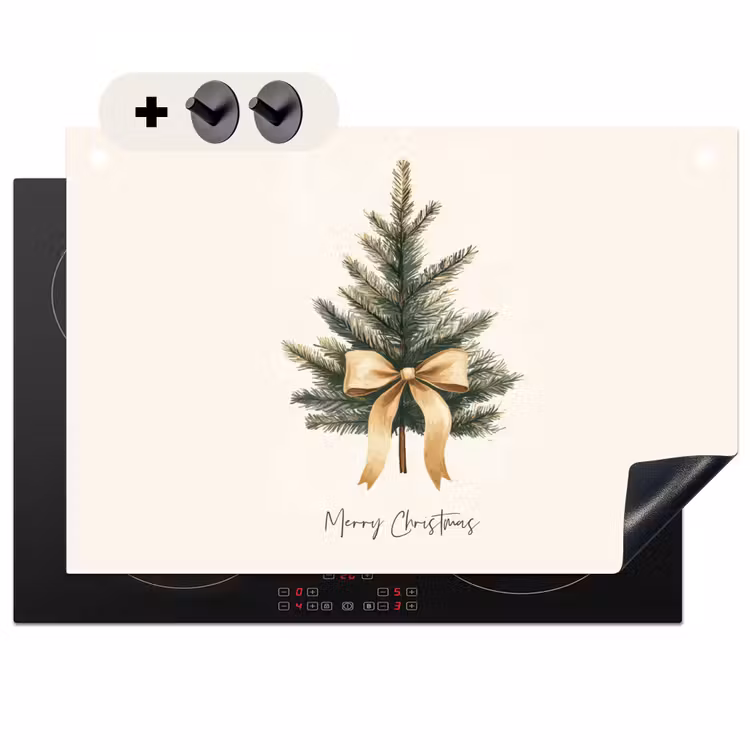 2-in-1 Herdabdeckplatte & Spritzschutz - Weihnachtsbaum - Weihnachten - Frohe Weihnachten - Beige — 1