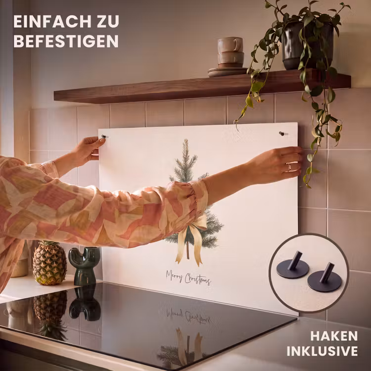 2-in-1 Herdabdeckplatte & Spritzschutz - Weihnachtsbaum - Weihnachten - Frohe Weihnachten - Beige — 7