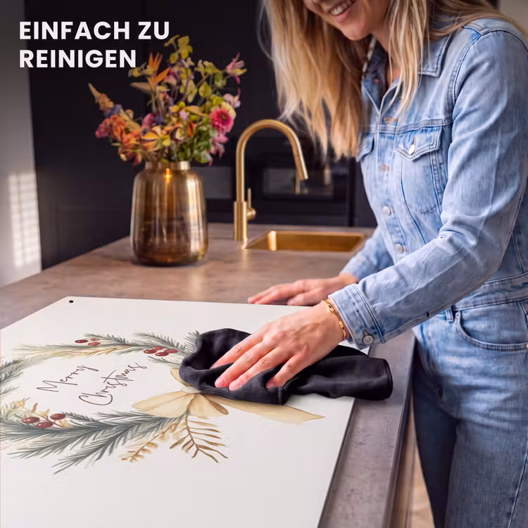2-in-1 Herdabdeckplatte & Spritzschutz - Weihnachtskranz - Weihnachten - Gold - Beige - Kerstkrans - Kerst - Goud - Beige Inductie beschemer met haakjes klein