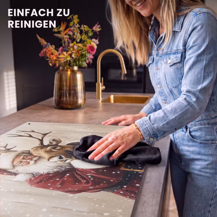 2-in-1 Herdabdeckplatte & Spritzschutz - Weihnachtsmann - Rentier - Schnee - Bunt - Kerstman - Rendier - Sneeuw - Kleurrijk Inductie beschemer met haakjes klein