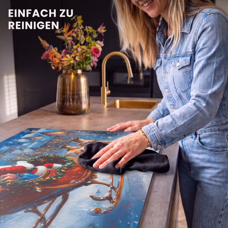 2-in-1 Herdabdeckplatte & Spritzschutz - Weihnachtsmann - Rentier - Weihnachten - Schnee - Kerstman - Rendier - Kerst - Sneeuw Inductie beschemer met haakjes klein