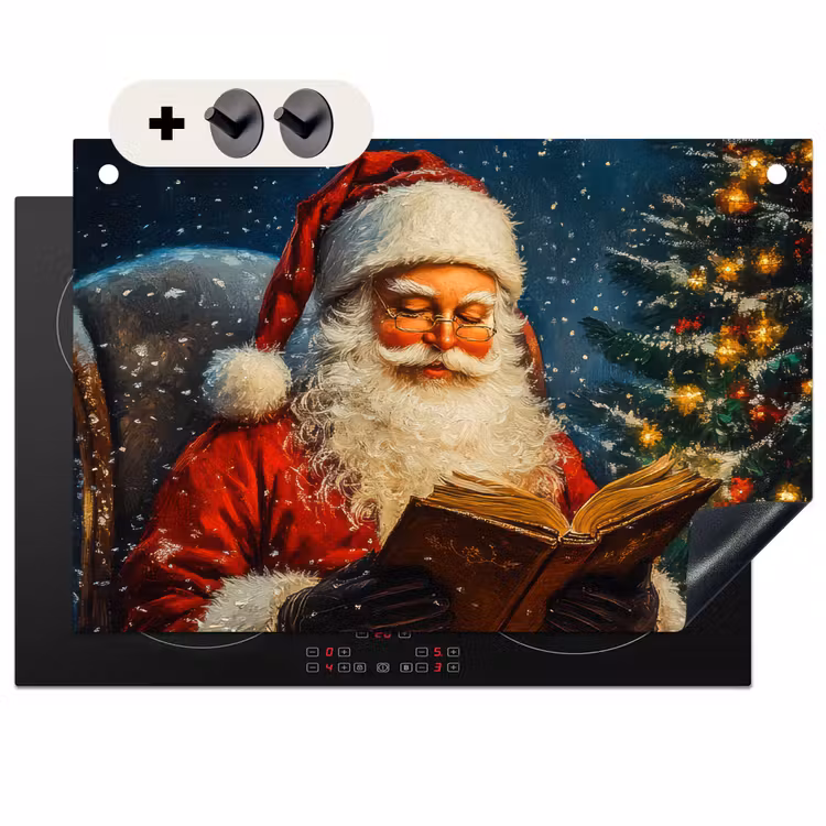 2-in-1 Herdabdeckplatte & Spritzschutz - Weihnachtsmann - Weihnachten - Winter - Weihnachtsbaum - Kerstman - Kerst - Winter - Kerstboom Inductie beschemer met haakjes klein