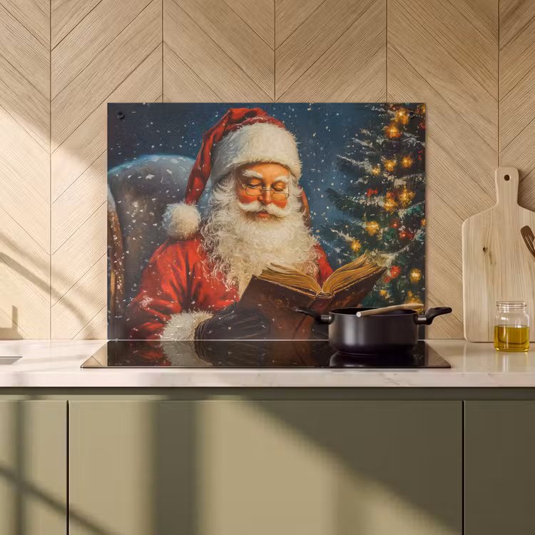2-in-1 Herdabdeckplatte & Spritzschutz - Weihnachtsmann - Weihnachten - Winter - Weihnachtsbaum - Kerstman - Kerst - Winter - Kerstboom Inductie beschemer met haakjes klein