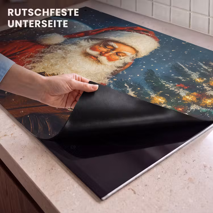 2-in-1 Herdabdeckplatte & Spritzschutz - Weihnachtsmann - Weihnachten - Winter - Weihnachtsbaum - Kerstman - Kerst - Winter - Kerstboom Inductie beschemer met haakjes klein