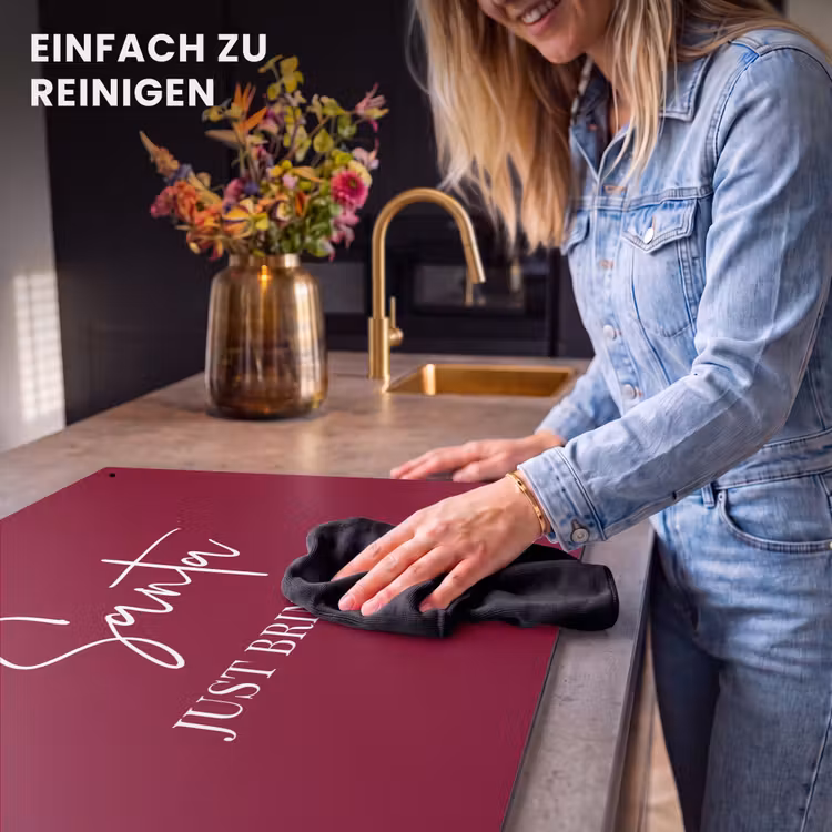 2-in-1 Herdabdeckplatte & Spritzschutz - Weihnachtsmann - Wein - Rot - Weihnachten - Weihnachtsmann - Santa - Wine - Rood - Kerst - Kerstman Inductie beschemer met haakjes klein