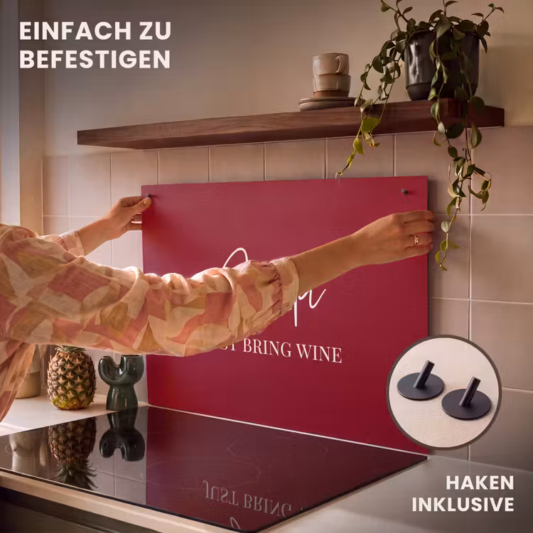 2-in-1 Herdabdeckplatte & Spritzschutz - Weihnachtsmann - Wein - Rot - Weihnachten - Weihnachtsmann - Santa - Wine - Rood - Kerst - Kerstman Inductie beschemer met haakjes klein
