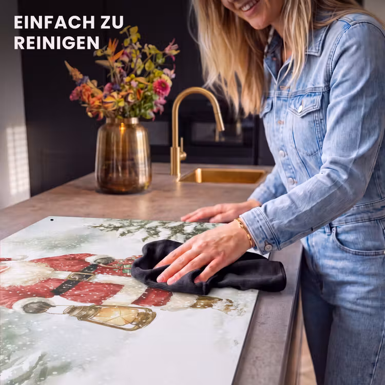 2-in-1 Herdabdeckplatte & Spritzschutz - Weihnachtsmann - Winter - Schnee - Weiß - Rot - Kerstman- Winter - Sneeuw - Wit - Rood Inductie beschemer met haakjes klein